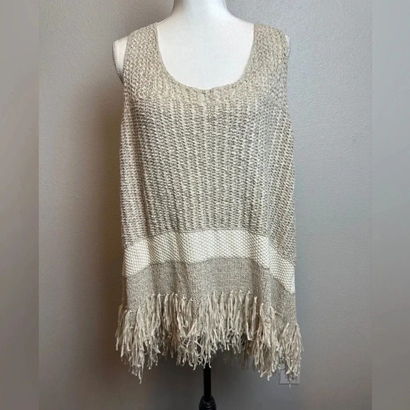 NWTs Lane Bryant Top Womens Plus 22/24 Beige Open Knit Tank Boho Casual Ladies - Picture 2 of 14